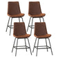 Leather Contemporary Counter & Bar Stools Matte Finish Indoor Stools with Metal Frame Brown 4 Piece Set Clearhalo 'Bar Furniture' 'Bar Stools' 'bar_stools' 'furn' 'furn_bar_stools' 'Furniture' 'Kitchen & Dining Furniture' 7389503