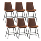 Leather Contemporary Counter & Bar Stools Matte Finish Indoor Stools with Metal Frame Brown 6 Piece Set Clearhalo 'Bar Furniture' 'Bar Stools' 'bar_stools' 'furn' 'furn_bar_stools' 'Furniture' 'Kitchen & Dining Furniture' 7389504
