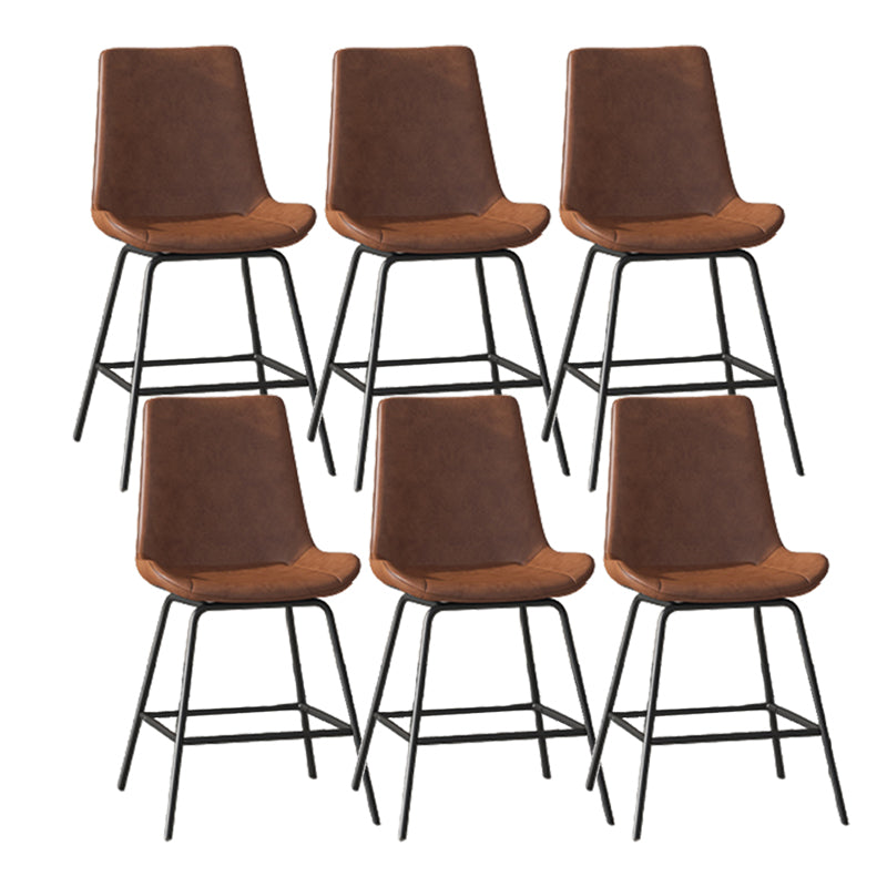Leather Contemporary Counter & Bar Stools Matte Finish Indoor Stools with Metal Frame Brown 6 Piece Set Clearhalo 'Bar Furniture' 'Bar Stools' 'bar_stools' 'furn' 'furn_bar_stools' 'Furniture' 'Kitchen & Dining Furniture' 7389504