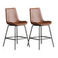 Leather Contemporary Counter & Bar Stools Matte Finish Indoor Stools with Metal Frame Brown 2 Piece Set Counter Stool(26"H) Clearhalo 'Bar Furniture' 'Bar Stools' 'bar_stools' 'furn' 'furn_bar_stools' 'Furniture' 'Kitchen & Dining Furniture' 7389507