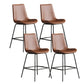 Leather Contemporary Counter & Bar Stools Matte Finish Indoor Stools with Metal Frame Brown 4 Piece Set Counter Stool(26"H) Clearhalo 'Bar Furniture' 'Bar Stools' 'bar_stools' 'furn' 'furn_bar_stools' 'Furniture' 'Kitchen & Dining Furniture' 7389508