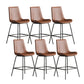 Leather Contemporary Counter & Bar Stools Matte Finish Indoor Stools with Metal Frame Brown 6 Piece Set Counter Stool(26"H) Clearhalo 'Bar Furniture' 'Bar Stools' 'bar_stools' 'furn' 'furn_bar_stools' 'Furniture' 'Kitchen & Dining Furniture' 7389509