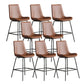 Leather Contemporary Counter & Bar Stools Matte Finish Indoor Stools with Metal Frame Brown 8 Piece Set Counter Stool(26"H) Clearhalo 'Bar Furniture' 'Bar Stools' 'bar_stools' 'furn' 'furn_bar_stools' 'Furniture' 'Kitchen & Dining Furniture' 7389510