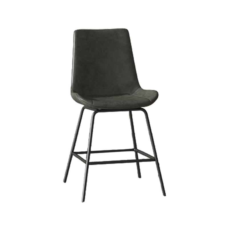 Leather Contemporary Counter & Bar Stools Matte Finish Indoor Stools with Metal Frame Grey 1 Piece Clearhalo 'Bar Furniture' 'Bar Stools' 'bar_stools' 'furn' 'furn_bar_stools' 'Furniture' 'Kitchen & Dining Furniture' 7389511