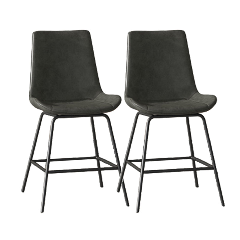 Leather Contemporary Counter & Bar Stools Matte Finish Indoor Stools with Metal Frame Grey 2 Piece Set Clearhalo 'Bar Furniture' 'Bar Stools' 'bar_stools' 'furn' 'furn_bar_stools' 'Furniture' 'Kitchen & Dining Furniture' 7389512