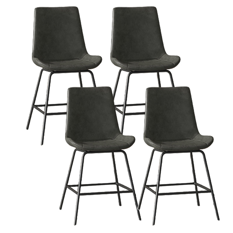 Leather Contemporary Counter & Bar Stools Matte Finish Indoor Stools with Metal Frame Grey 4 Piece Set Clearhalo 'Bar Furniture' 'Bar Stools' 'bar_stools' 'furn' 'furn_bar_stools' 'Furniture' 'Kitchen & Dining Furniture' 7389513