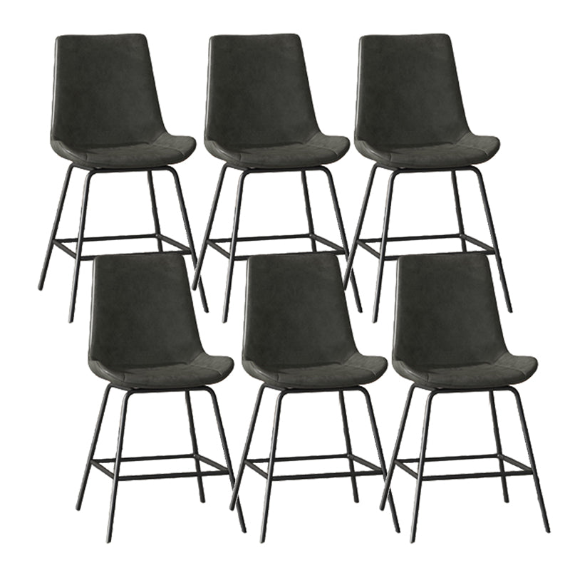 Leather Contemporary Counter & Bar Stools Matte Finish Indoor Stools with Metal Frame Grey 6 Piece Set Clearhalo 'Bar Furniture' 'Bar Stools' 'bar_stools' 'furn' 'furn_bar_stools' 'Furniture' 'Kitchen & Dining Furniture' 7389514