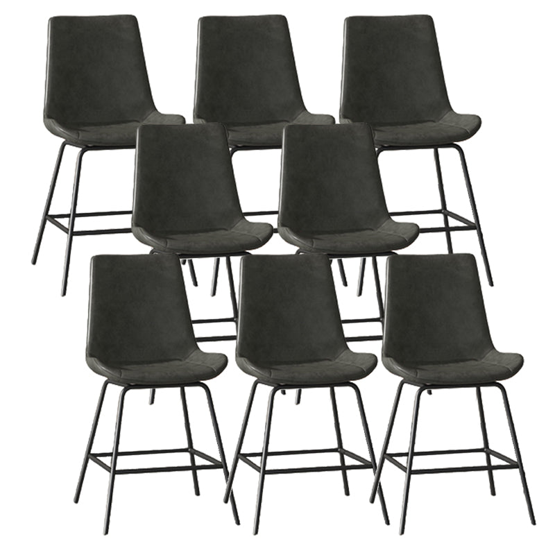 Leather Contemporary Counter & Bar Stools Matte Finish Indoor Stools with Metal Frame Grey 8 Piece Set Clearhalo 'Bar Furniture' 'Bar Stools' 'bar_stools' 'furn' 'furn_bar_stools' 'Furniture' 'Kitchen & Dining Furniture' 7389515