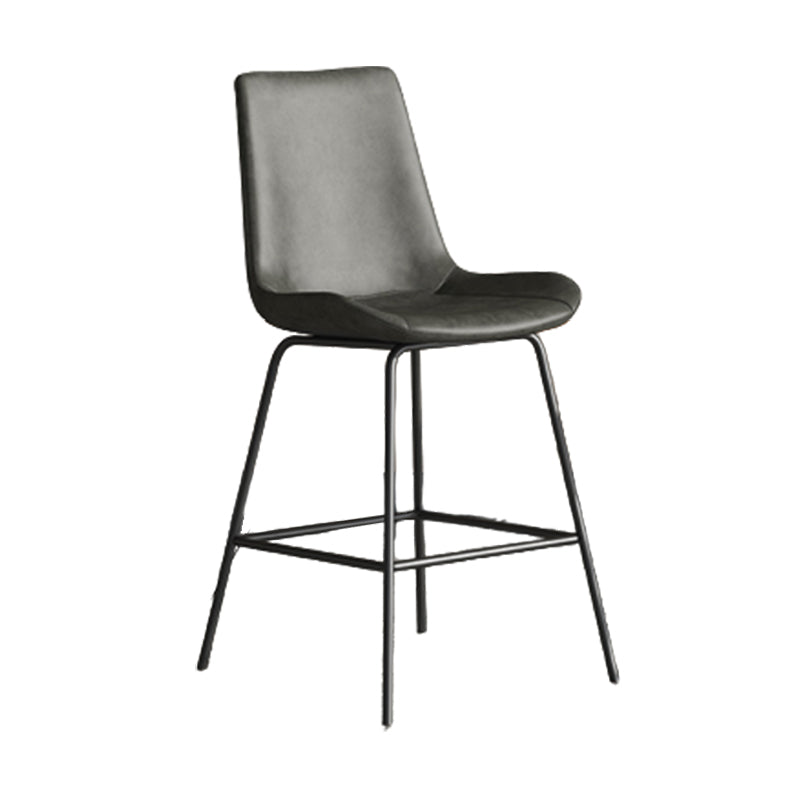Leather Contemporary Counter & Bar Stools Matte Finish Indoor Stools with Metal Frame Grey 1 Piece Counter Stool(26"H) Clearhalo 'Bar Furniture' 'Bar Stools' 'bar_stools' 'furn' 'furn_bar_stools' 'Furniture' 'Kitchen & Dining Furniture' 7389516