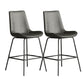 Leather Contemporary Counter & Bar Stools Matte Finish Indoor Stools with Metal Frame Grey 2 Piece Set Counter Stool(26"H) Clearhalo 'Bar Furniture' 'Bar Stools' 'bar_stools' 'furn' 'furn_bar_stools' 'Furniture' 'Kitchen & Dining Furniture' 7389517