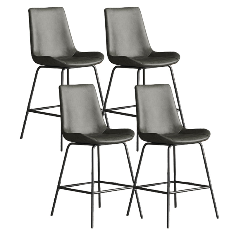 Leather Contemporary Counter & Bar Stools Matte Finish Indoor Stools with Metal Frame Grey 4 Piece Set Counter Stool(26"H) Clearhalo 'Bar Furniture' 'Bar Stools' 'bar_stools' 'furn' 'furn_bar_stools' 'Furniture' 'Kitchen & Dining Furniture' 7389518