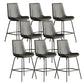 Leather Contemporary Counter & Bar Stools Matte Finish Indoor Stools with Metal Frame Grey 8 Piece Set Counter Stool(26"H) Clearhalo 'Bar Furniture' 'Bar Stools' 'bar_stools' 'furn' 'furn_bar_stools' 'Furniture' 'Kitchen & Dining Furniture' 7389520