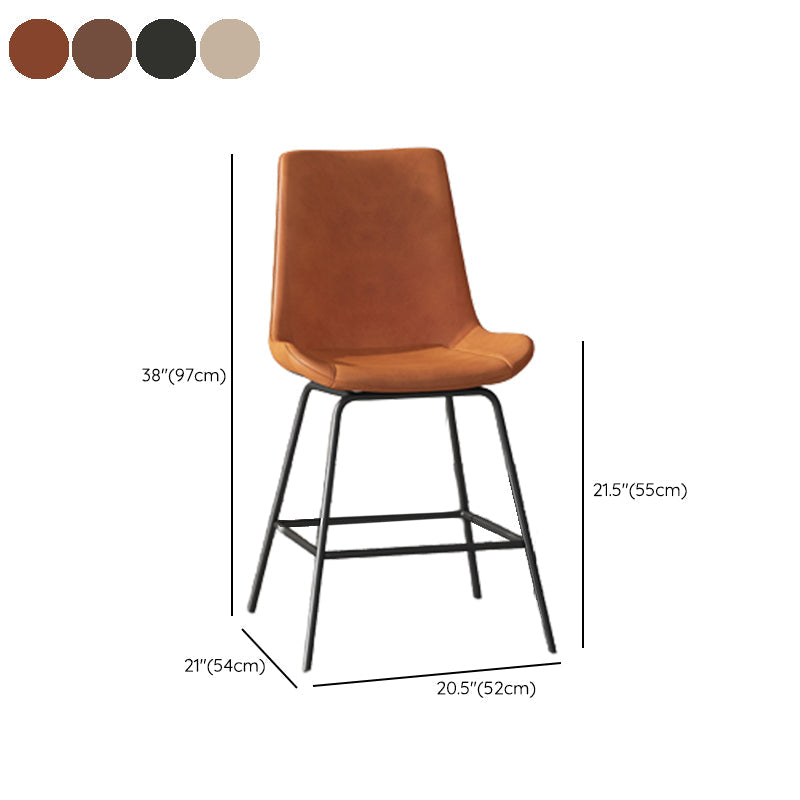 Leather Contemporary Counter & Bar Stools Matte Finish Indoor Stools with Metal Frame Clearhalo 'Bar Furniture' 'Bar Stools' 'bar_stools' 'furn' 'furn_bar_stools' 'Furniture' 'Kitchen & Dining Furniture' 7389521