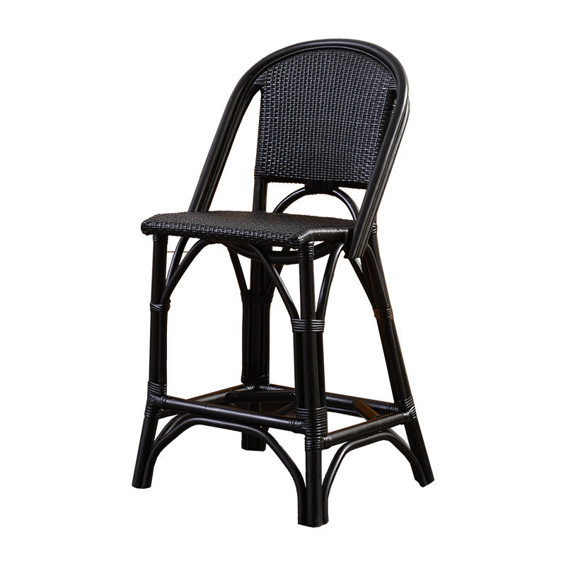 Black Wicker Counter Stools Contemporary Indoor Stools with Wood Frame 1 Piece Clearhalo 'Bar Furniture' 'Bar Stools' 'bar_stools' 'furn' 'furn_bar_stools' 'Furniture' 'Kitchen & Dining Furniture' 7389532