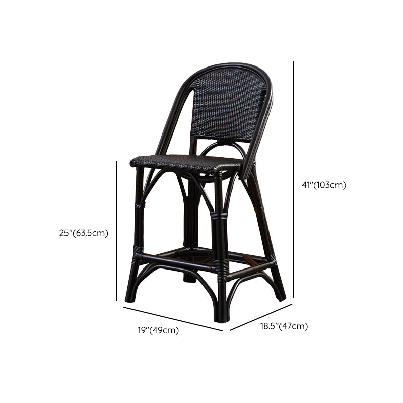 Black Wicker Counter Stools Contemporary Indoor Stools with Wood Frame Clearhalo 'Bar Furniture' 'Bar Stools' 'bar_stools' 'furn' 'furn_bar_stools' 'Furniture' 'Kitchen & Dining Furniture' 7389538