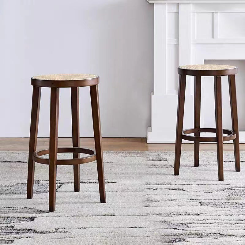 Modern Style Counter Stool Rubberwood Wood Armless Barstool with Footrest Clearhalo 'Bar Furniture' 'Bar Stools' 'bar_stools' 'furn' 'furn_bar_stools' 'Furniture' 'Kitchen & Dining Furniture' 7389539