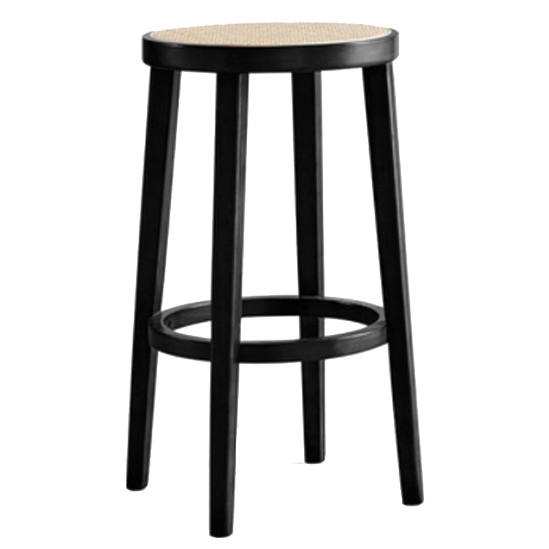 Modern Style Counter Stool Rubberwood Wood Armless Barstool with Footrest Black 1 Piece Clearhalo 'Bar Furniture' 'Bar Stools' 'bar_stools' 'furn' 'furn_bar_stools' 'Furniture' 'Kitchen & Dining Furniture' 7389540