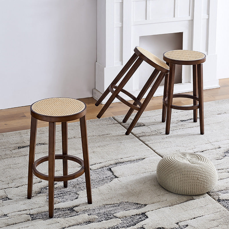 Modern Style Counter Stool Rubberwood Wood Armless Barstool with Footrest Clearhalo 'Bar Furniture' 'Bar Stools' 'bar_stools' 'furn' 'furn_bar_stools' 'Furniture' 'Kitchen & Dining Furniture' 7389542