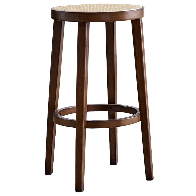 Modern Style Counter Stool Rubberwood Wood Armless Barstool with Footrest Brown 1 Piece Clearhalo 'Bar Furniture' 'Bar Stools' 'bar_stools' 'furn' 'furn_bar_stools' 'Furniture' 'Kitchen & Dining Furniture' 7389543