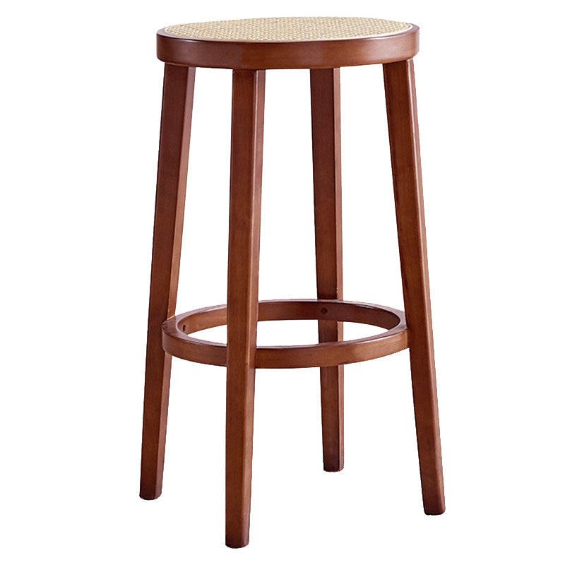 Modern Style Counter Stool Rubberwood Wood Armless Barstool with Footrest Light Brown 1 Piece Clearhalo 'Bar Furniture' 'Bar Stools' 'bar_stools' 'furn' 'furn_bar_stools' 'Furniture' 'Kitchen & Dining Furniture' 7389545