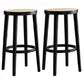 Modern Style Counter Stool Rubberwood Wood Armless Barstool with Footrest Black 2 Piece Set Clearhalo 'Bar Furniture' 'Bar Stools' 'bar_stools' 'furn' 'furn_bar_stools' 'Furniture' 'Kitchen & Dining Furniture' 7389547