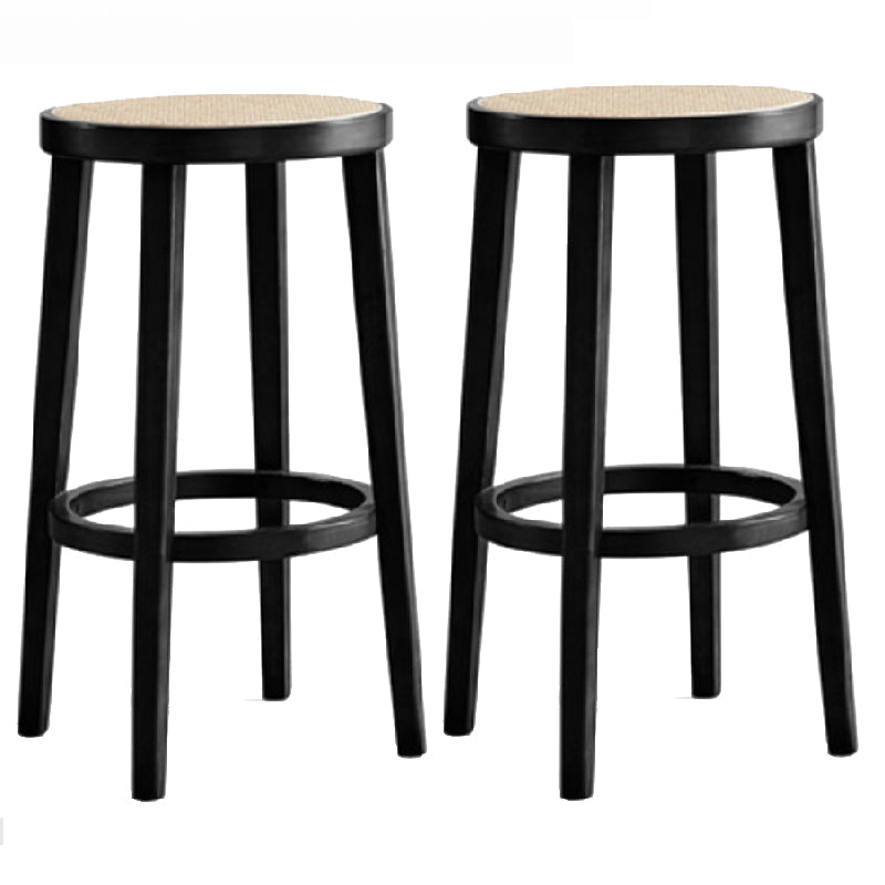 Modern Style Counter Stool Rubberwood Wood Armless Barstool with Footrest Black 2 Piece Set Clearhalo 'Bar Furniture' 'Bar Stools' 'bar_stools' 'furn' 'furn_bar_stools' 'Furniture' 'Kitchen & Dining Furniture' 7389547