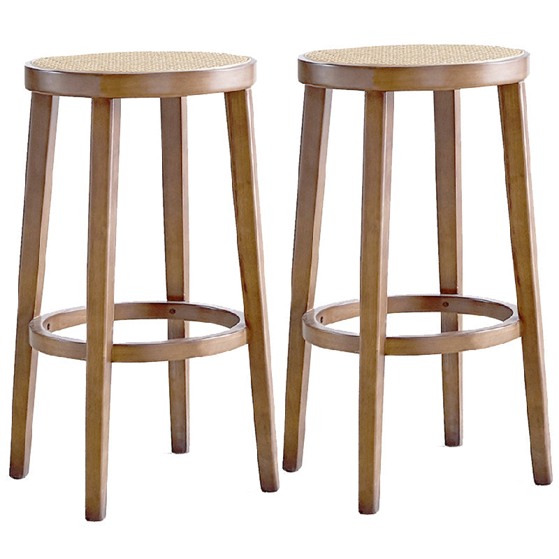 Modern Style Counter Stool Rubberwood Wood Armless Barstool with Footrest Wood 2 Piece Set Clearhalo 'Bar Furniture' 'Bar Stools' 'bar_stools' 'furn' 'furn_bar_stools' 'Furniture' 'Kitchen & Dining Furniture' 7389549