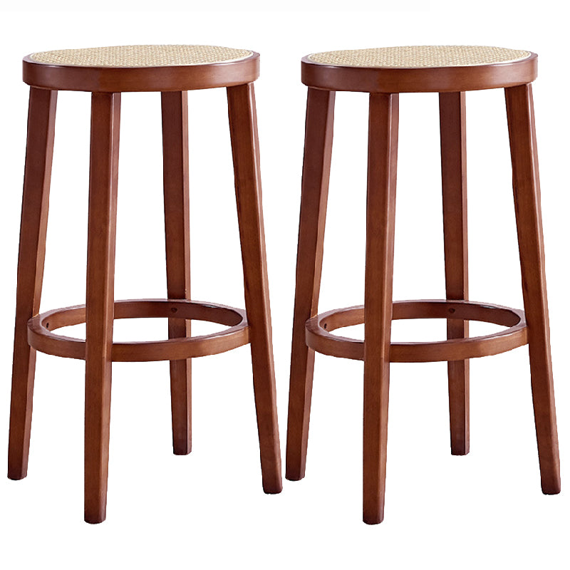 Modern Style Counter Stool Rubberwood Wood Armless Barstool with Footrest Light Brown 2 Piece Set Clearhalo 'Bar Furniture' 'Bar Stools' 'bar_stools' 'furn' 'furn_bar_stools' 'Furniture' 'Kitchen & Dining Furniture' 7389554