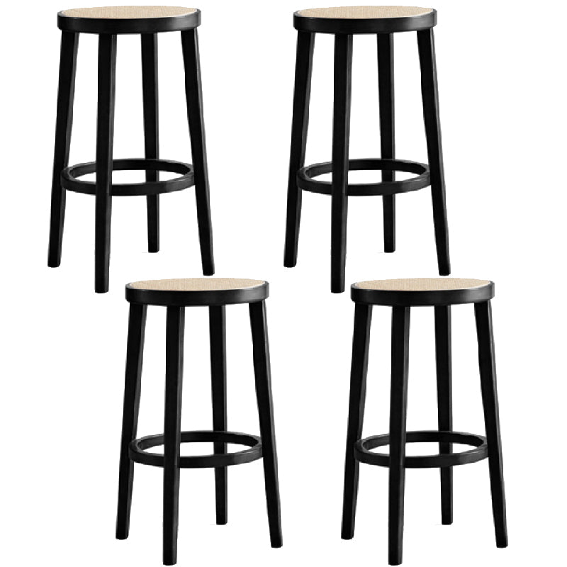 Modern Style Counter Stool Rubberwood Wood Armless Barstool with Footrest Black 4 Piece Set Clearhalo 'Bar Furniture' 'Bar Stools' 'bar_stools' 'furn' 'furn_bar_stools' 'Furniture' 'Kitchen & Dining Furniture' 7389555