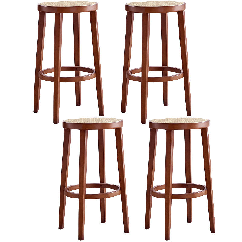 Modern Style Counter Stool Rubberwood Wood Armless Barstool with Footrest Light Brown 4 Piece Set Clearhalo 'Bar Furniture' 'Bar Stools' 'bar_stools' 'furn' 'furn_bar_stools' 'Furniture' 'Kitchen & Dining Furniture' 7389558