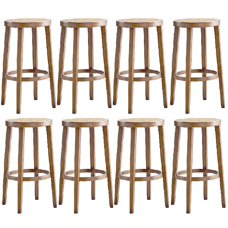 Modern Style Counter Stool Rubberwood Wood Armless Barstool with Footrest Wood 8 Piece Set Clearhalo 'Bar Furniture' 'Bar Stools' 'bar_stools' 'furn' 'furn_bar_stools' 'Furniture' 'Kitchen & Dining Furniture' 7389564