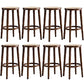 Modern Style Counter Stool Rubberwood Wood Armless Barstool with Footrest Brown 8 Piece Set Clearhalo 'Bar Furniture' 'Bar Stools' 'bar_stools' 'furn' 'furn_bar_stools' 'Furniture' 'Kitchen & Dining Furniture' 7389565