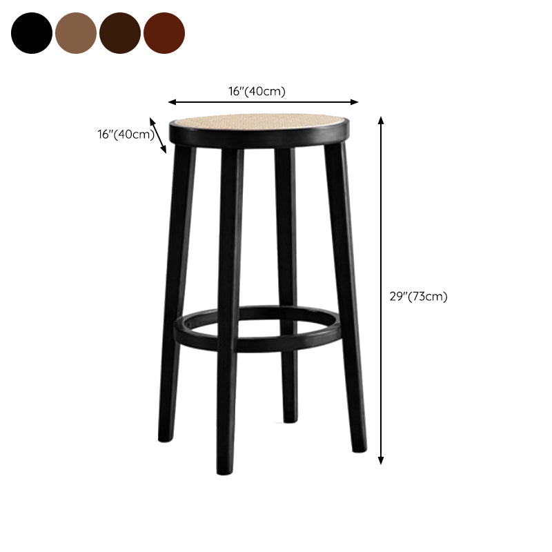 Modern Style Counter Stool Rubberwood Wood Armless Barstool with Footrest Clearhalo 'Bar Furniture' 'Bar Stools' 'bar_stools' 'furn' 'furn_bar_stools' 'Furniture' 'Kitchen & Dining Furniture' 7389567