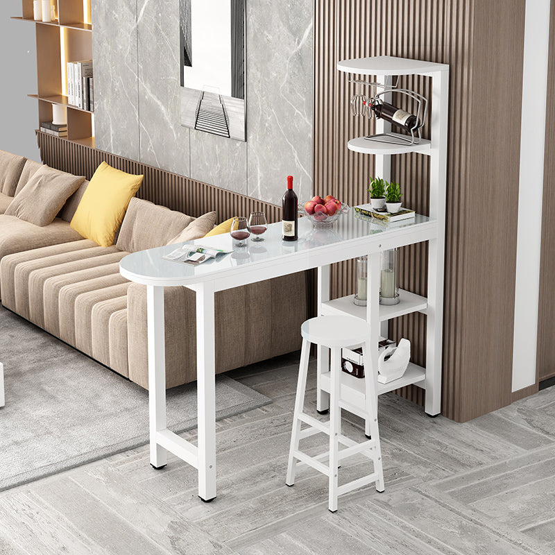 Metal Frame Contemporary Pub Table Matte Finish Manufactured Wood Bar Table White Without Chairs Clearhalo 'Bar Furniture' 'Bar Tables' 'bar_tables' 'furn' 'furn_bar_tables' 'Furniture' 'Kitchen & Dining Furniture' 7389571