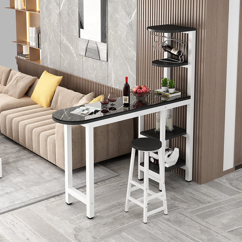 Metal Frame Contemporary Pub Table Matte Finish Manufactured Wood Bar Table Black White Without Chairs Clearhalo 'Bar Furniture' 'Bar Tables' 'bar_tables' 'furn' 'furn_bar_tables' 'Furniture' 'Kitchen & Dining Furniture' 7389572
