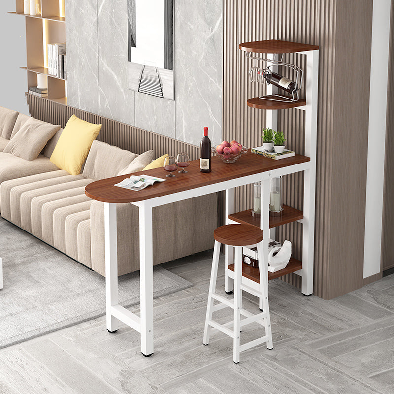 Metal Frame Contemporary Pub Table Matte Finish Manufactured Wood Bar Table Clearhalo 'Bar Furniture' 'Bar Tables' 'bar_tables' 'furn' 'furn_bar_tables' 'Furniture' 'Kitchen & Dining Furniture' 7389573