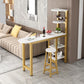 Metal Frame Contemporary Pub Table Matte Finish Manufactured Wood Bar Table White-Gold Without Chairs Clearhalo 'Bar Furniture' 'Bar Tables' 'bar_tables' 'furn' 'furn_bar_tables' 'Furniture' 'Kitchen & Dining Furniture' 7389574