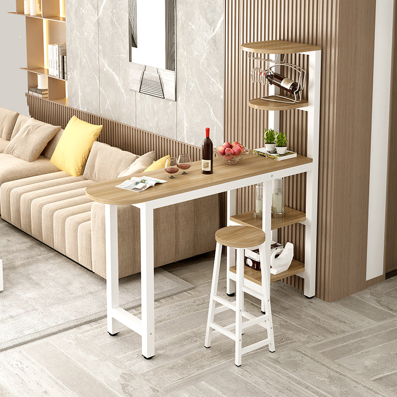 Metal Frame Contemporary Pub Table Matte Finish Manufactured Wood Bar Table Clearhalo 'Bar Furniture' 'Bar Tables' 'bar_tables' 'furn' 'furn_bar_tables' 'Furniture' 'Kitchen & Dining Furniture' 7389575