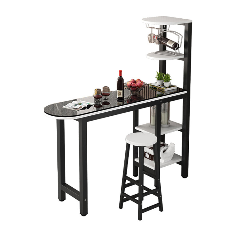 Metal Frame Contemporary Pub Table Matte Finish Manufactured Wood Bar Table Clearhalo 'Bar Furniture' 'Bar Tables' 'bar_tables' 'furn' 'furn_bar_tables' 'Furniture' 'Kitchen & Dining Furniture' 7389577
