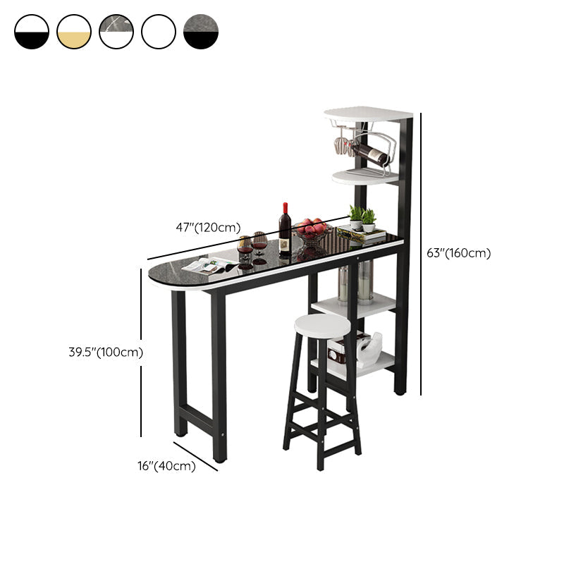 Metal Frame Contemporary Pub Table Matte Finish Manufactured Wood Bar Table Clearhalo 'Bar Furniture' 'Bar Tables' 'bar_tables' 'furn' 'furn_bar_tables' 'Furniture' 'Kitchen & Dining Furniture' 7389586