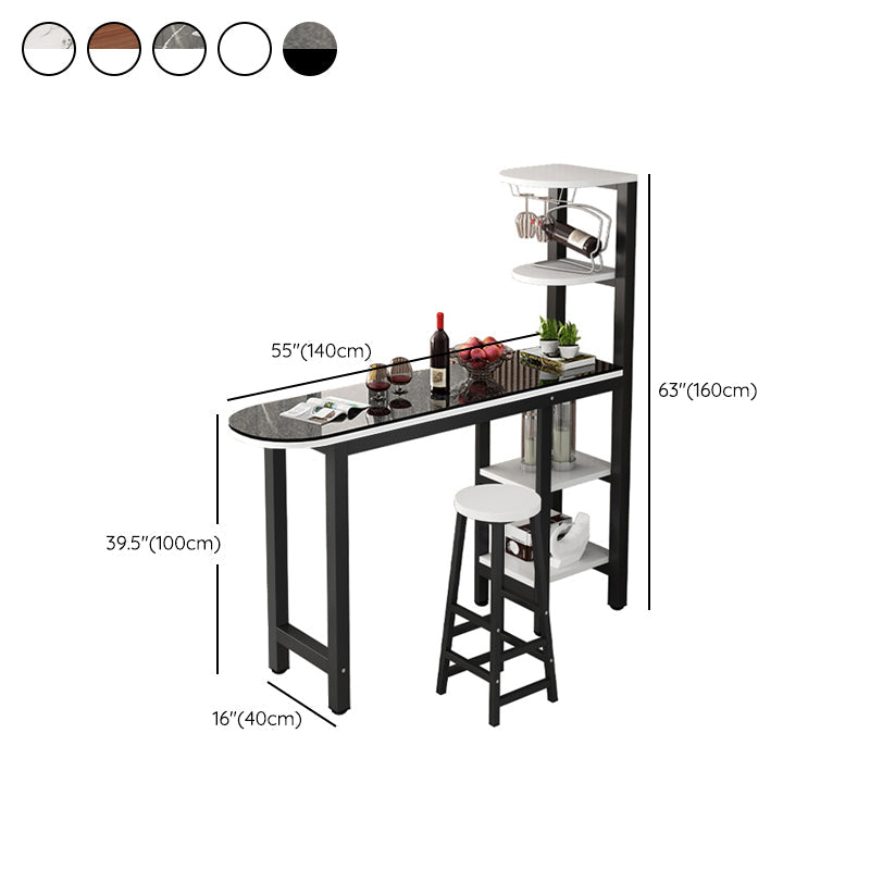 Metal Frame Contemporary Pub Table Matte Finish Manufactured Wood Bar Table Clearhalo 'Bar Furniture' 'Bar Tables' 'bar_tables' 'furn' 'furn_bar_tables' 'Furniture' 'Kitchen & Dining Furniture' 7389588