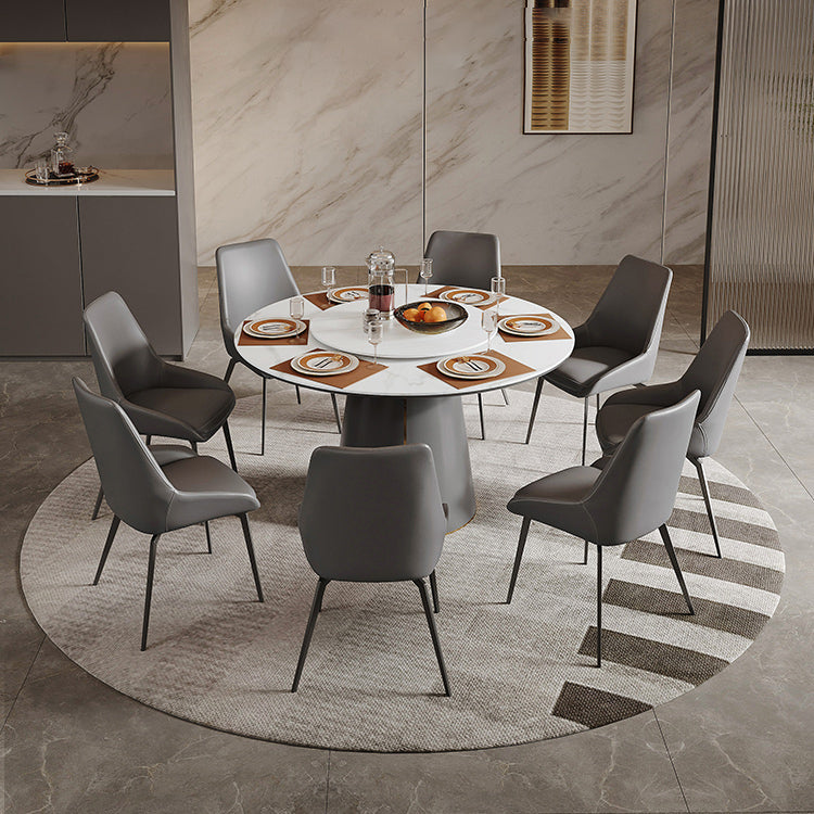 モダンな石造りの家具1/2/5/7/9 PCS布張りの椅子付きダイナーテーブル丸い形状