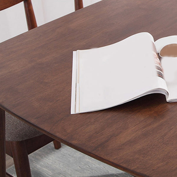 モダンな茶色の家具セット5 PCS長方形のソリッドウッドダイナーテーブルダイニングチェア