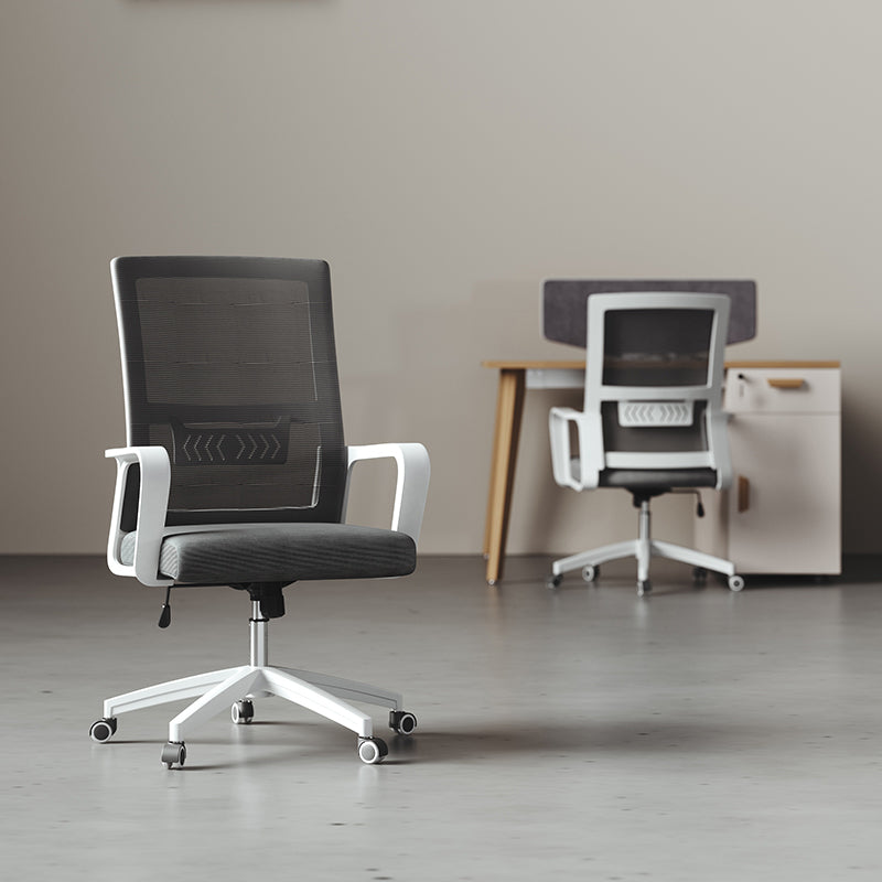 Modern Office Chair Fixed Arms Adjustable Seat Height Chair with Wheels Clearhalo 'furn' 'furn_office_chair' 'Furniture' 'Office Chairs' 'Office Furniture' 'office_chair' 7390054