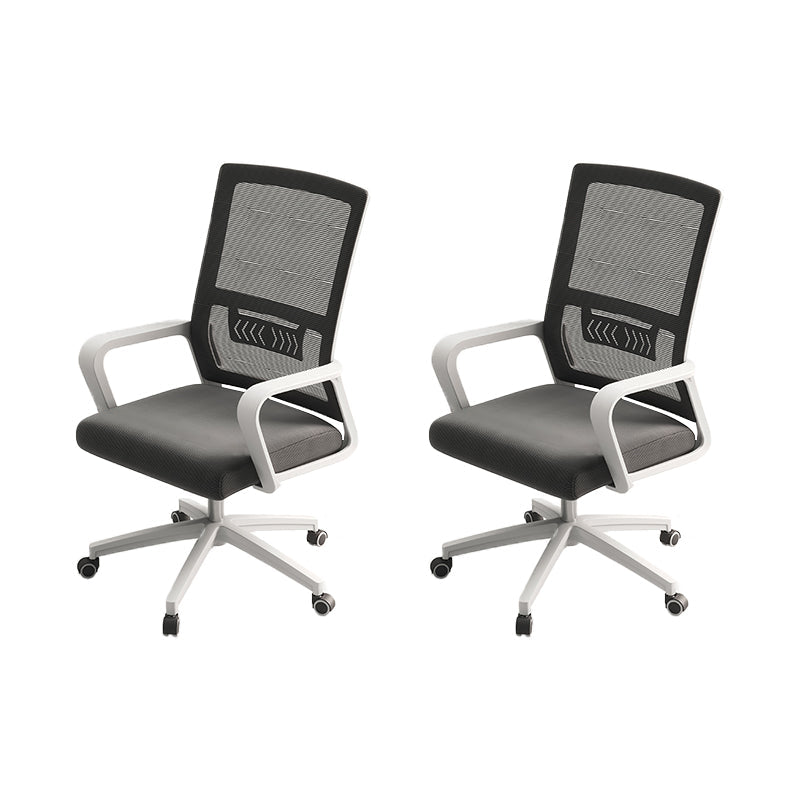 Modern Office Chair Fixed Arms Adjustable Seat Height Chair with Wheels 2 Piece Set Clearhalo 'furn' 'furn_office_chair' 'Furniture' 'Office Chairs' 'Office Furniture' 'office_chair' 7390055