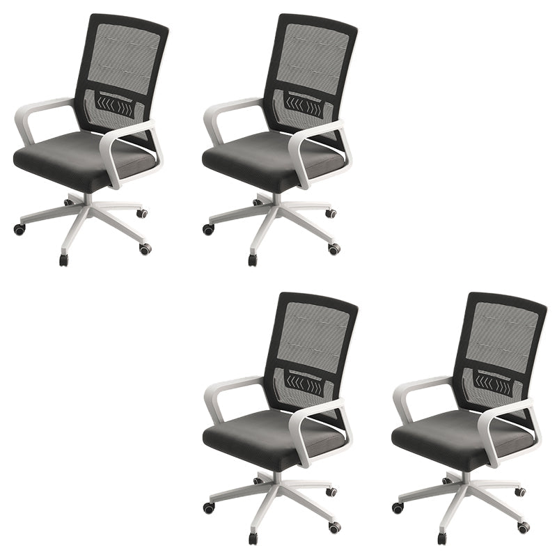 Modern Office Chair Fixed Arms Adjustable Seat Height Chair with Wheels 4 Piece Set Clearhalo 'furn' 'furn_office_chair' 'Furniture' 'Office Chairs' 'Office Furniture' 'office_chair' 7390056