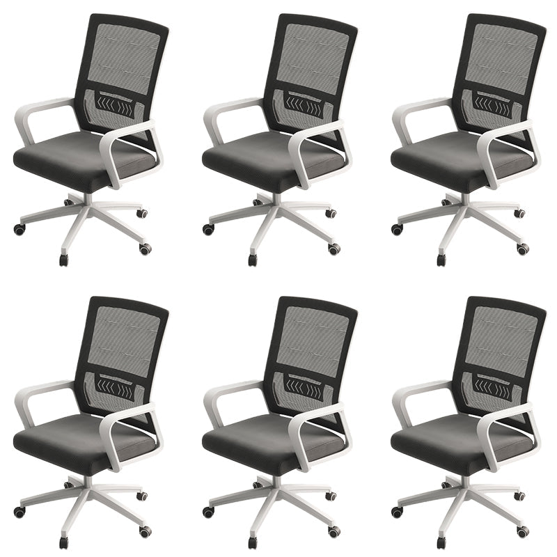 Modern Office Chair Fixed Arms Adjustable Seat Height Chair with Wheels 6 Piece Set Clearhalo 'furn' 'furn_office_chair' 'Furniture' 'Office Chairs' 'Office Furniture' 'office_chair' 7390058