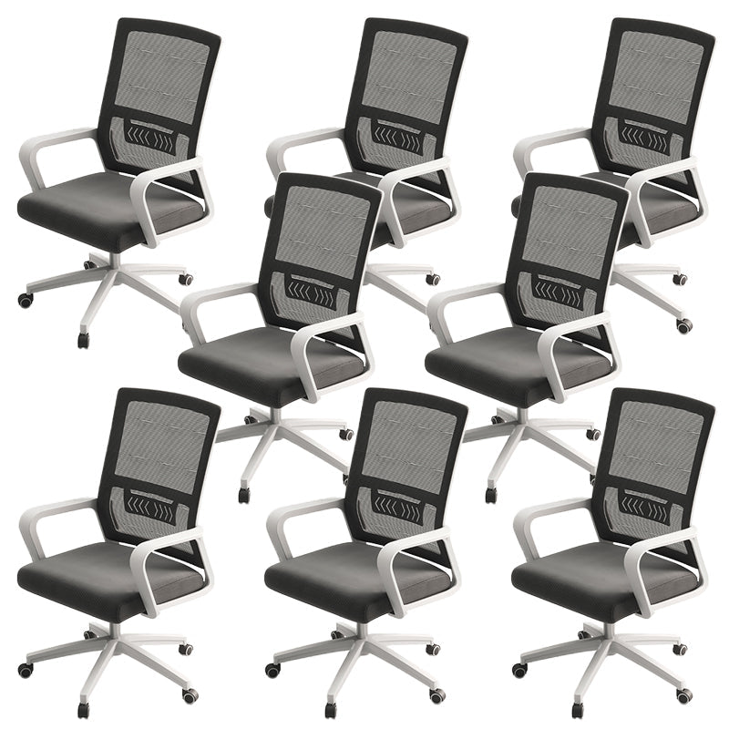 Modern Office Chair Fixed Arms Adjustable Seat Height Chair with Wheels 8 Piece Set Clearhalo 'furn' 'furn_office_chair' 'Furniture' 'Office Chairs' 'Office Furniture' 'office_chair' 7390060