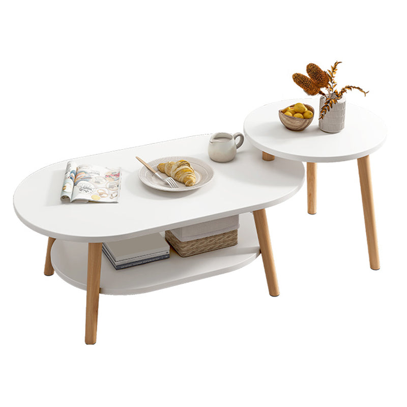 Wood Free-Form Coffee Table Modern 4 Legs Coffee Table with Storage Clearhalo 'Coffee & Accent Tables' 'Coffee Tables' 'coffee_tables' 'furn' 'furn_coffee_tables' 'Furniture' 'Living Room Furniture' 7390169