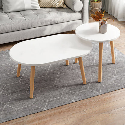 Wood Free-Form Coffee Table Modern 4 Legs Coffee Table with Storage 24"L x 16"W x 12"H + 16"L x 16"W x 16"H White Shelves Not Included Clearhalo 'Coffee & Accent Tables' 'Coffee Tables' 'coffee_tables' 'furn' 'furn_coffee_tables' 'Furniture' 'Living Room Furniture' 7390177